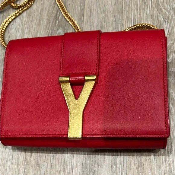 Yves Saint Laurent Red Clutch with Gold Accent - Picture 7 of 7